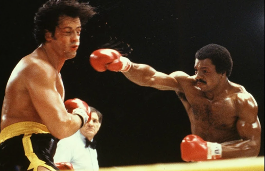 Rocky and Apollo Creed trading punches in the brutal final round
